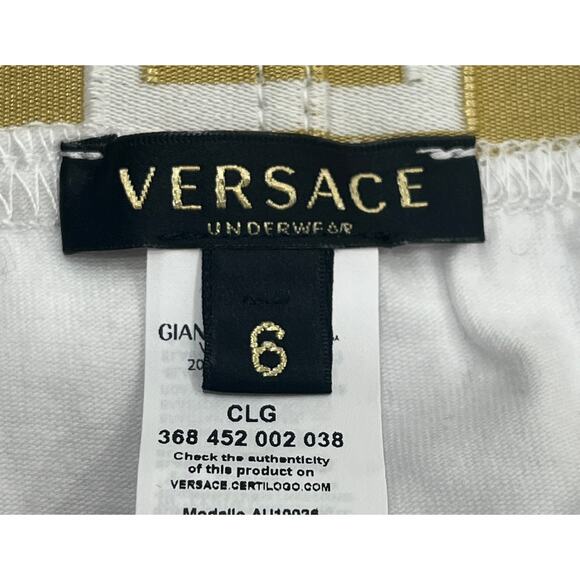 M2-21 VERSACE Men's Greca Trunks White Cotton Deadstock Size 6/34-36/M - Picture 5 of 7